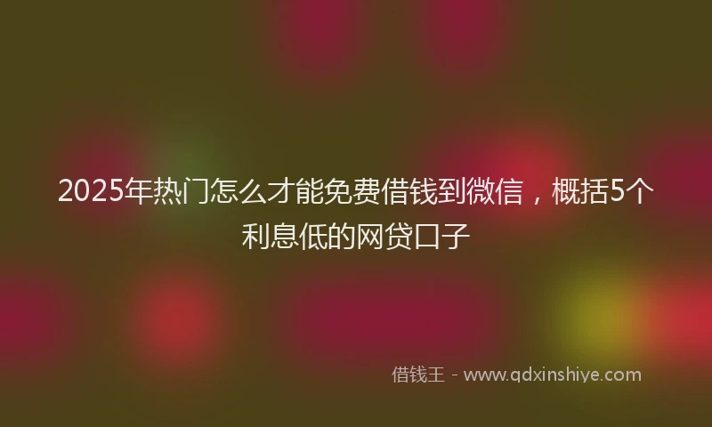 2025年热门怎么才能免费借钱到微信，概括5个利息低的网贷口子