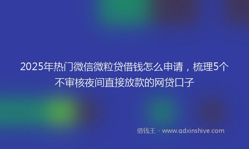 2025年热门微信微粒贷借钱怎么申请，梳理5个不审核夜间直接放款的网贷口子