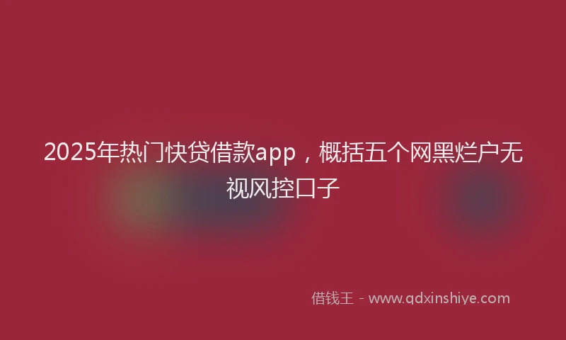 2025年热门快贷借款app，概括五个网黑烂户无视风控口子