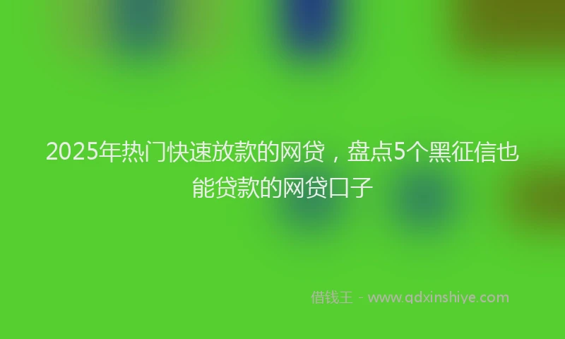 2025年热门快速放款的网贷，盘点5个黑征信也能贷款的网贷口子