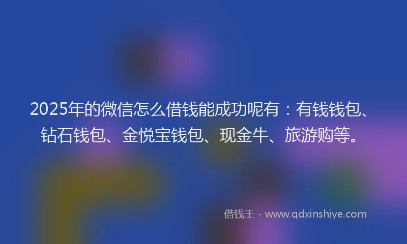 2025年的微信怎么借钱能成功呢有：有钱钱包、钻石钱包、金悦宝钱包、现金牛、旅游购等。