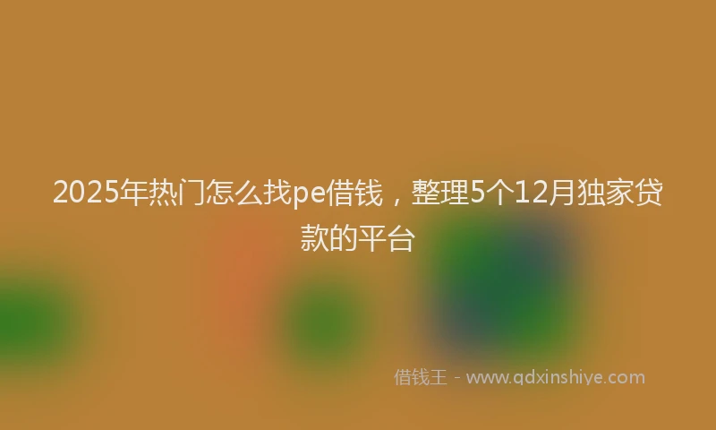 2025年热门怎么找pe借钱，整理5个12月独家贷款的平台