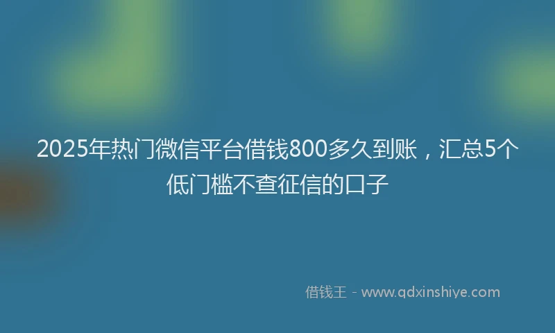 2025年热门微信平台借钱800多久到账，汇总5个低门槛不查征信的口子
