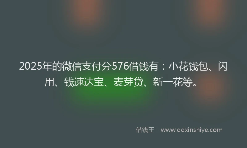 2025年的微信支付分576借钱有：小花钱包、闪用、钱速达宝、麦芽贷、新一花等。