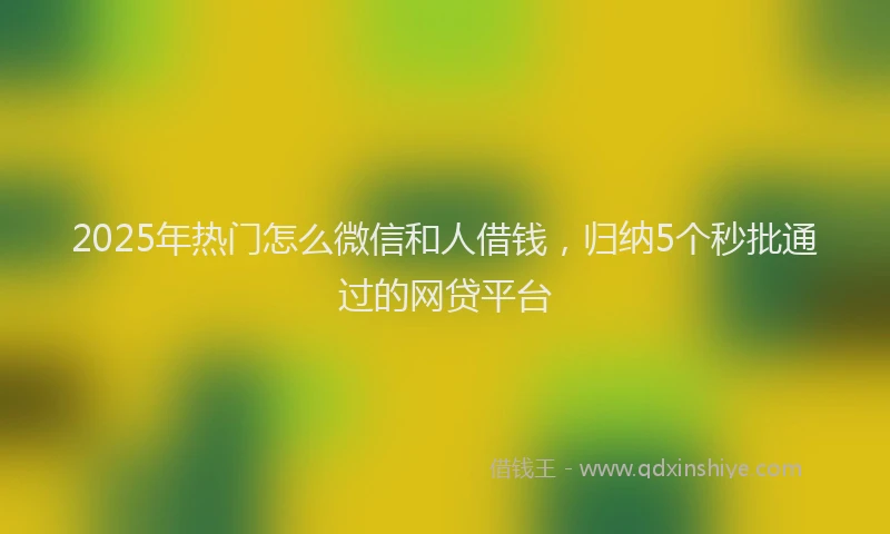 2025年热门怎么微信和人借钱，归纳5个秒批通过的网贷平台