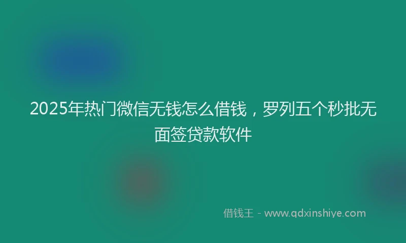 2025年热门微信无钱怎么借钱，罗列五个秒批无面签贷款软件