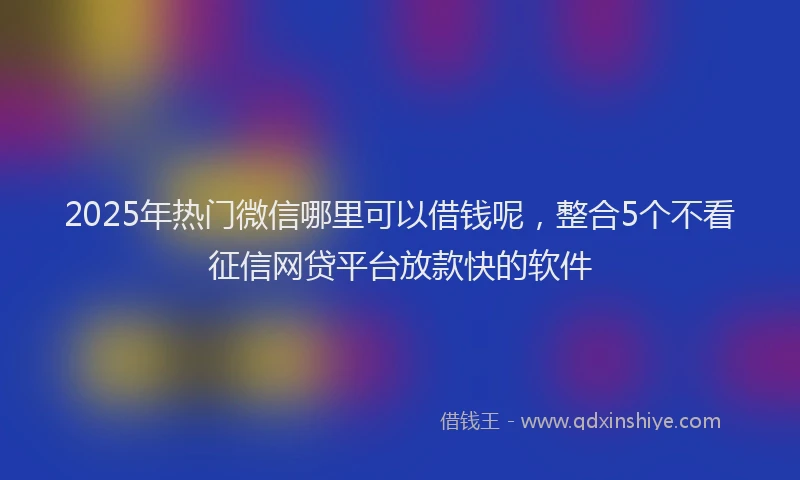 2025年热门微信哪里可以借钱呢，整合5个不看征信网贷平台放款快的软件
