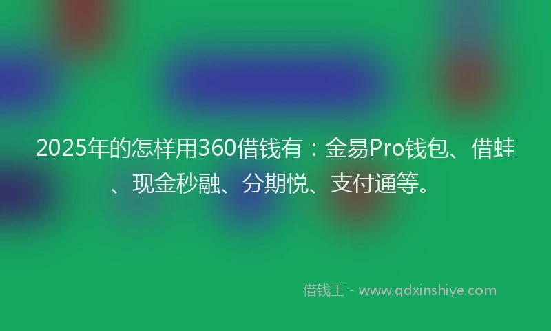 2025年的怎样用360借钱有：金易Pro钱包、借蛙、现金秒融、分期悦、支付通等。