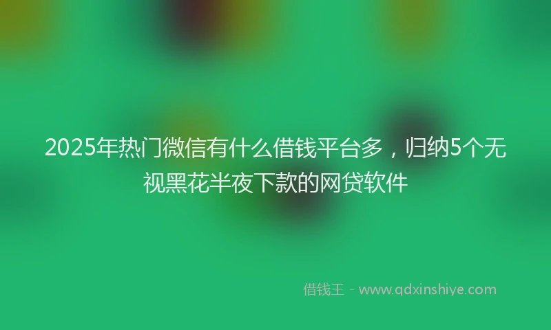 2025年热门微信有什么借钱平台多，归纳5个无视黑花半夜下款的网贷软件