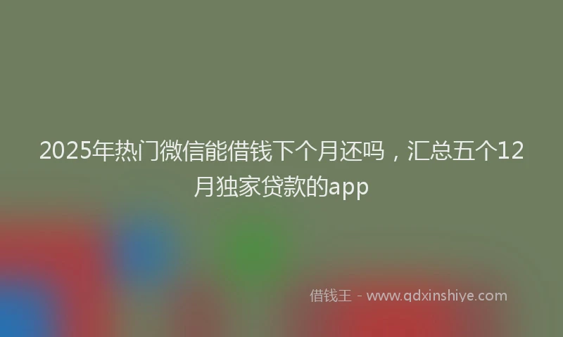 2025年热门微信能借钱下个月还吗，汇总五个12月独家贷款的app