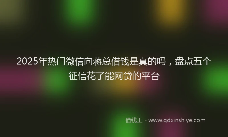 2025年热门微信向蒋总借钱是真的吗，盘点五个征信花了能网贷的平台