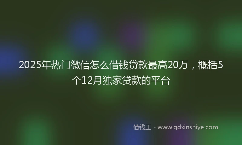 2025年热门微信怎么借钱贷款最高20万，概括5个12月独家贷款的平台