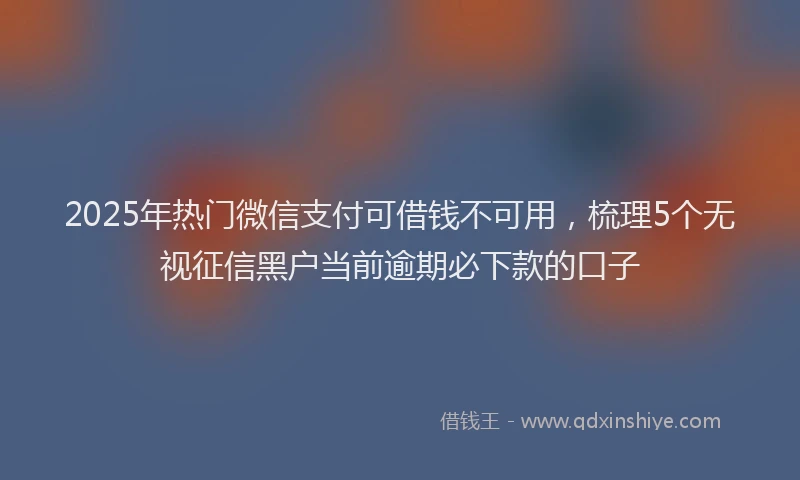2025年热门微信支付可借钱不可用，梳理5个无视征信黑户当前逾期必下款的口子