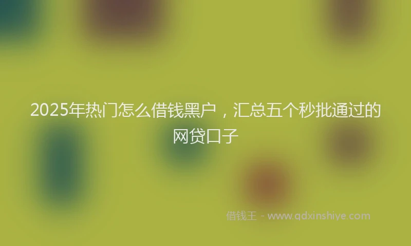 2025年热门怎么借钱黑户，汇总五个秒批通过的网贷口子