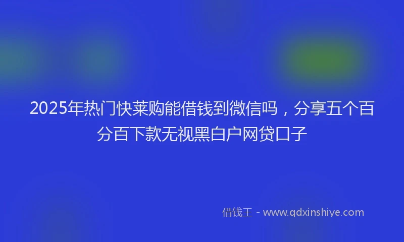 2025年热门快莱购能借钱到微信吗，分享五个百分百下款无视黑白户网贷口子
