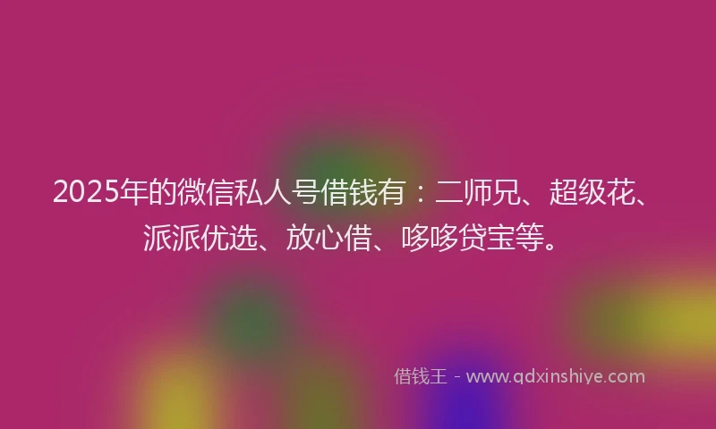 2025年的微信私人号借钱有：二师兄、超级花、派派优选、放心借、哆哆贷宝等。
