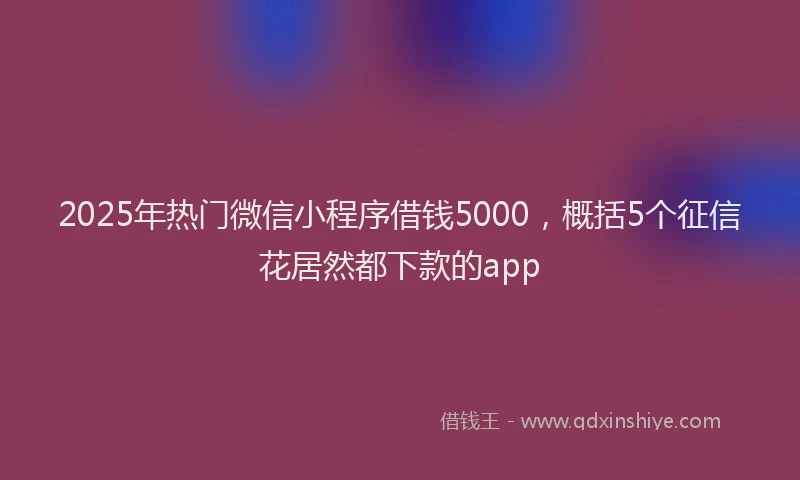 2025年热门微信小程序借钱5000，概括5个征信花居然都下款的app