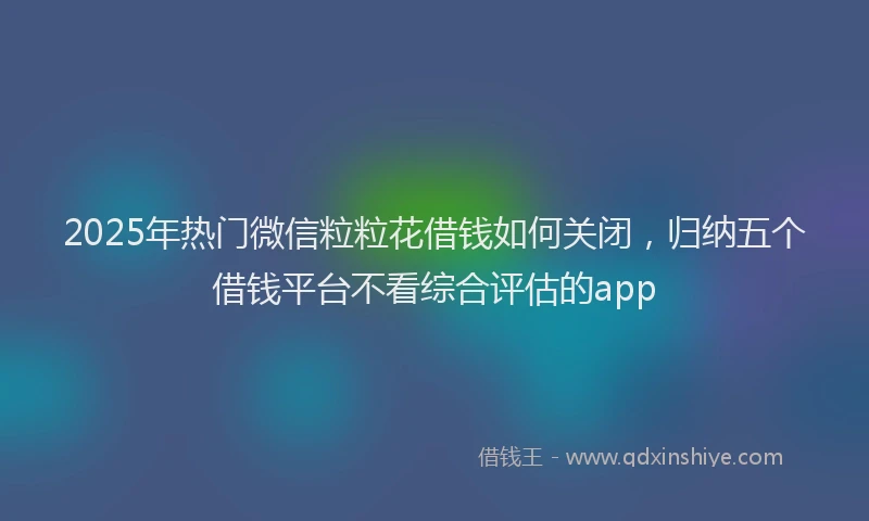 2025年热门微信粒粒花借钱如何关闭，归纳五个借钱平台不看综合评估的app