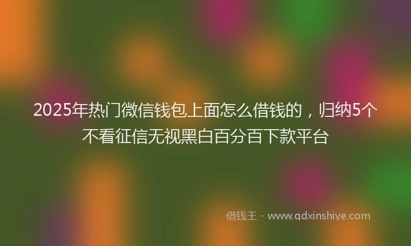 2025年热门微信钱包上面怎么借钱的，归纳5个不看征信无视黑白百分百下款平台
