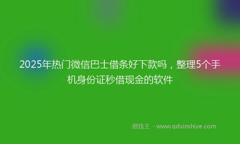 2025年热门微信巴士借条好下款吗，整理5个手机身份证秒借现金的软件