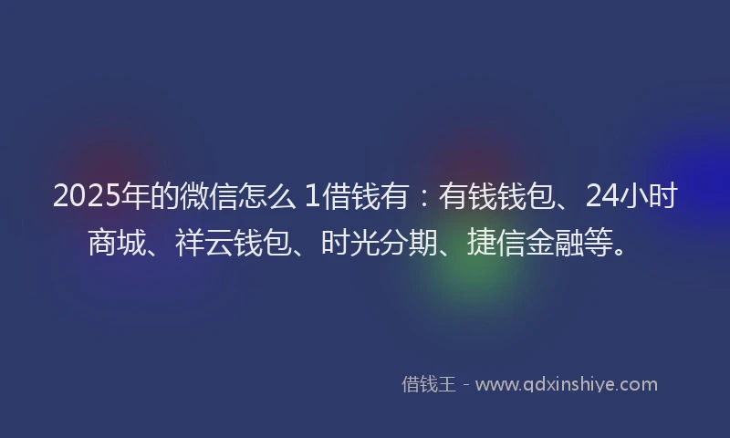 2025年的微信怎么 1借钱有：有钱钱包、24小时商城、祥云钱包、时光分期、捷信金融等。