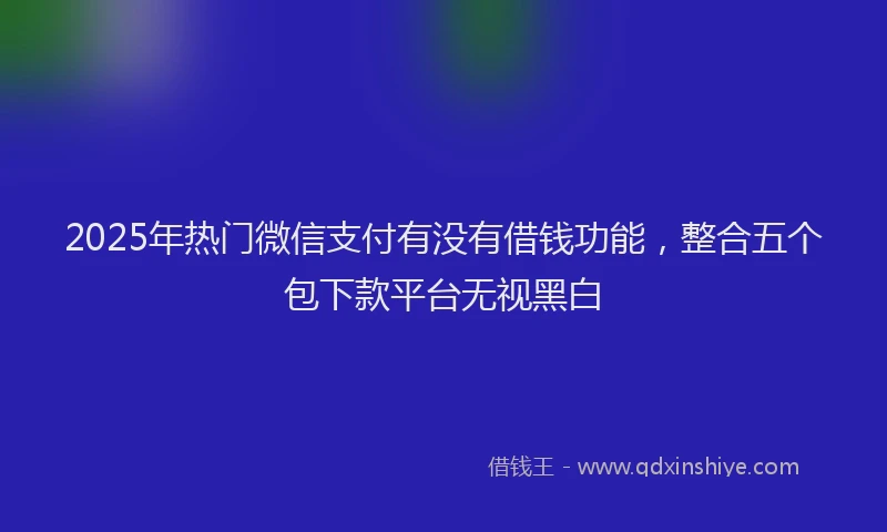 2025年热门微信支付有没有借钱功能，整合五个包下款平台无视黑白