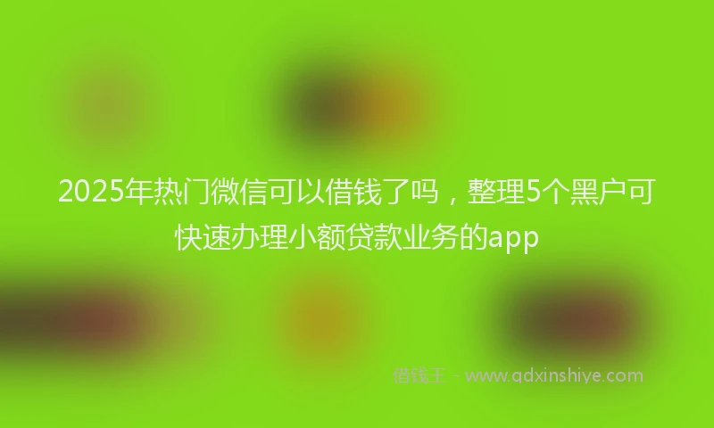 2025年热门微信可以借钱了吗，整理5个黑户可快速办理小额贷款业务的app