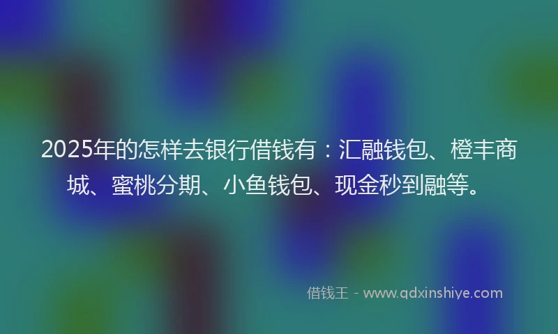 2025年的怎样去银行借钱有：汇融钱包、橙丰商城、蜜桃分期、小鱼钱包、现金秒到融等。