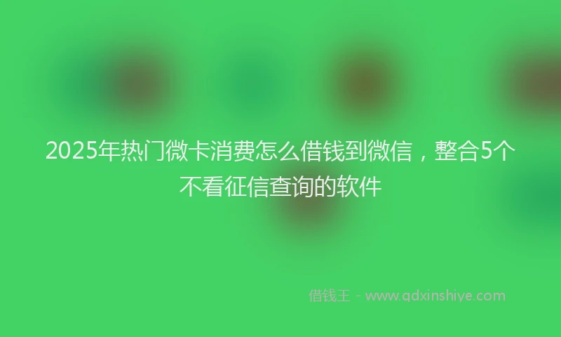 2025年热门微卡消费怎么借钱到微信，整合5个不看征信查询的软件
