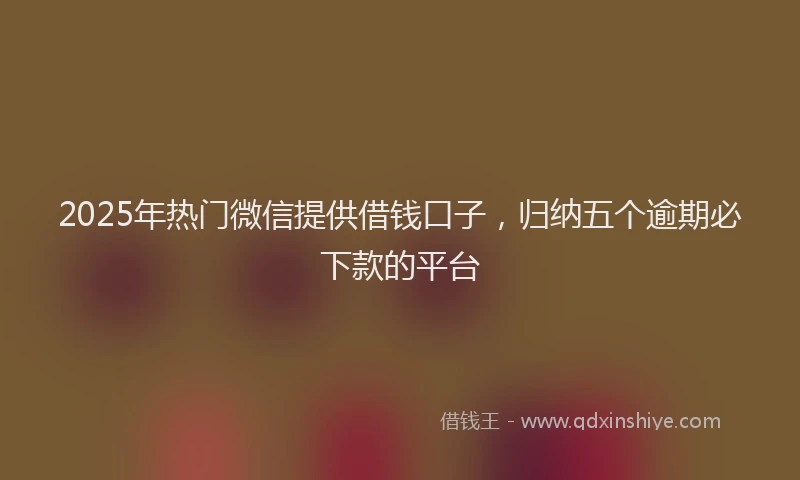 2025年热门微信提供借钱口子，归纳五个逾期必下款的平台