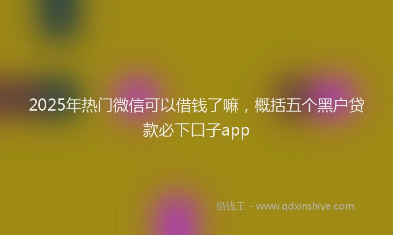2025年热门微信可以借钱了嘛，概括五个黑户贷款必下口子app
