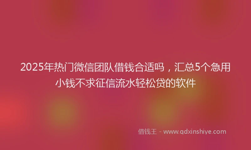 2025年热门微信团队借钱合适吗，汇总5个急用小钱不求征信流水轻松贷的软件