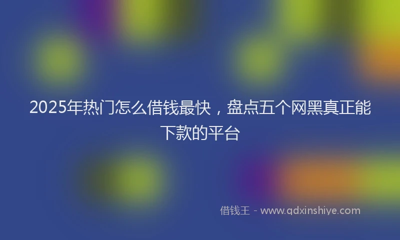 2025年热门怎么借钱最快，盘点五个网黑真正能下款的平台