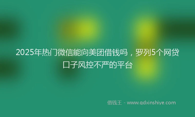 2025年热门微信能向美团借钱吗，罗列5个网贷口子风控不严的平台