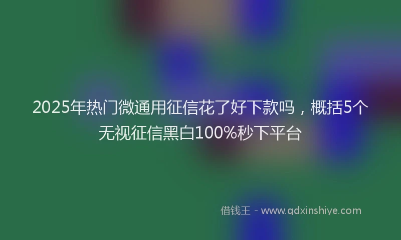 2025年热门微通用征信花了好下款吗，概括5个无视征信黑白100%秒下平台