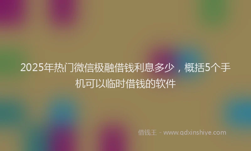 2025年热门微信极融借钱利息多少，概括5个手机可以临时借钱的软件