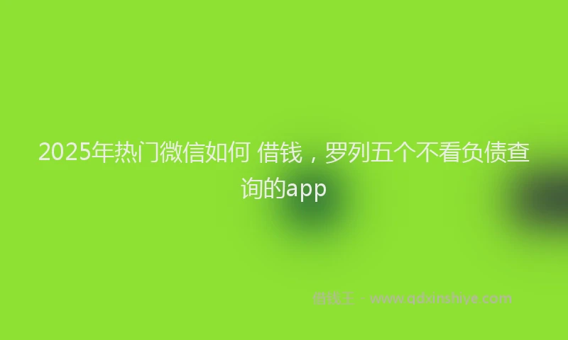 2025年热门微信如何 借钱，罗列五个不看负债查询的app