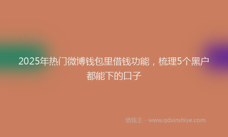 2025年热门微博钱包里借钱功能，梳理5个黑户都能下的口子