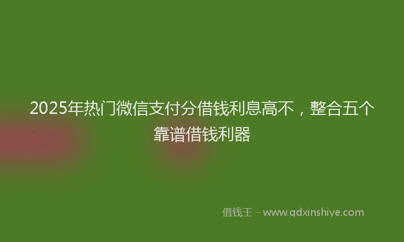 2025年热门微信支付分借钱利息高不，整合五个靠谱借钱利器