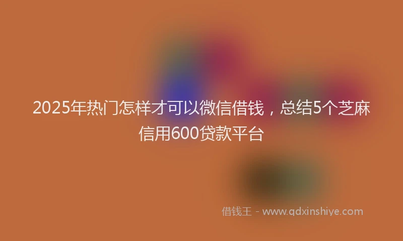 2025年热门怎样才可以微信借钱，总结5个芝麻信用600贷款平台