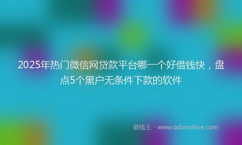2025年热门微信网贷款平台哪一个好借钱快，盘点5个黑户无条件下款的软件