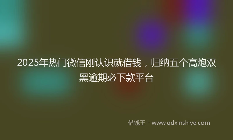 2025年热门微信刚认识就借钱，归纳五个高炮双黑逾期必下款平台