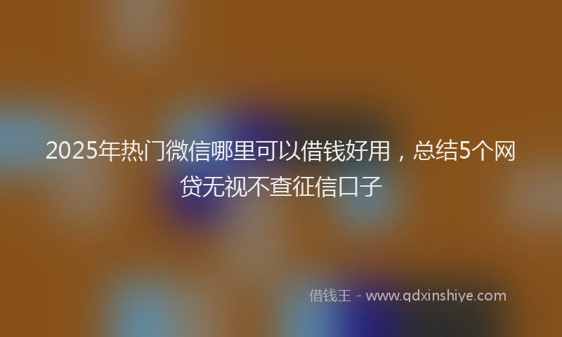 2025年热门微信哪里可以借钱好用，总结5个网贷无视不查征信口子