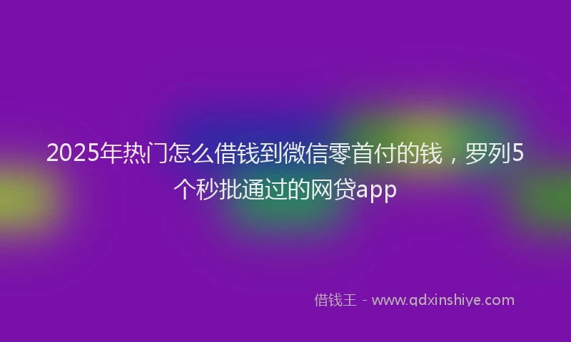 2025年热门怎么借钱到微信零首付的钱，罗列5个秒批通过的网贷app