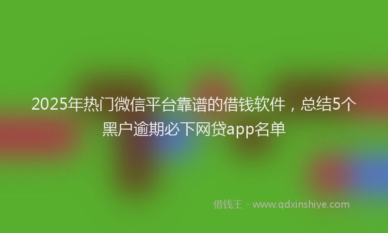 2025年热门微信平台靠谱的借钱软件，总结5个黑户逾期必下网贷app名单
