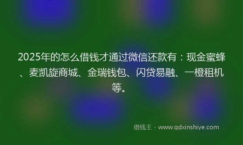 2025年的怎么借钱才通过微信还款有：现金蜜蜂、麦凯旋商城、金瑞钱包、闪贷易融、一橙租机等。