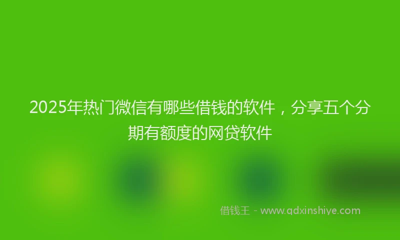 2025年热门微信有哪些借钱的软件，分享五个分期有额度的网贷软件