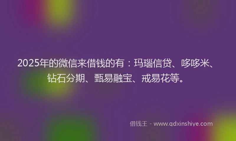 2025年的微信来借钱的有：玛瑙信贷、哆哆米、钻石分期、甄易融宝、戒易花等。