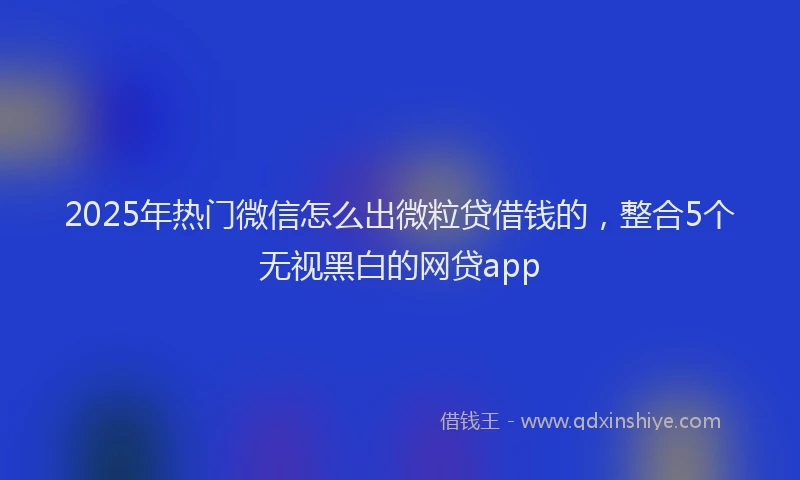 2025年热门微信怎么出微粒贷借钱的，整合5个无视黑白的网贷app