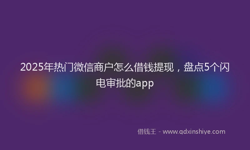 2025年热门微信商户怎么借钱提现，盘点5个闪电审批的app